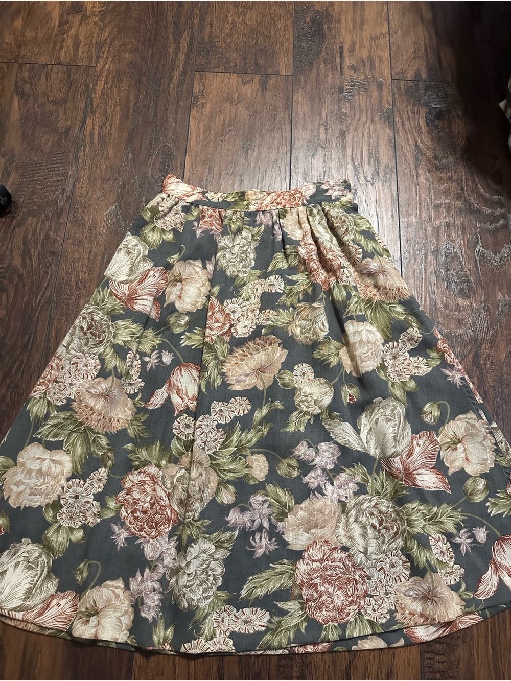 Finity by Neiman Marcus Floral A-Line Skirt in Charcoal, Cream, Olive, Blush